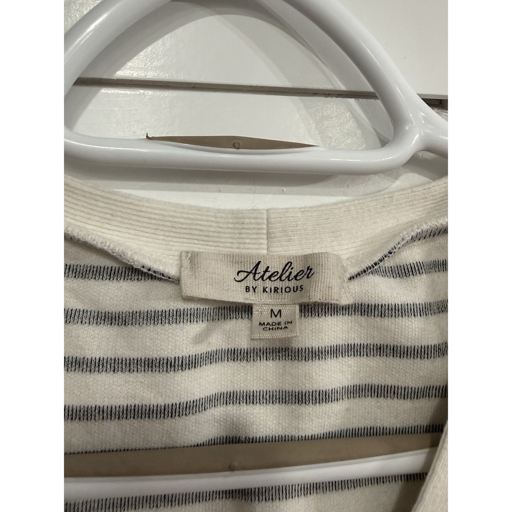 Atelier Womens Black White Striped 7 mini button Sweater Vest Sz Med - Picture 2 of 3